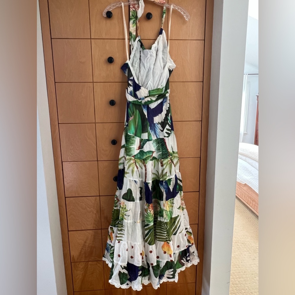 FARM Rio Tropical Leaf & Floral Maxi Dress in White, Green & Blue - Picture 4 of 8